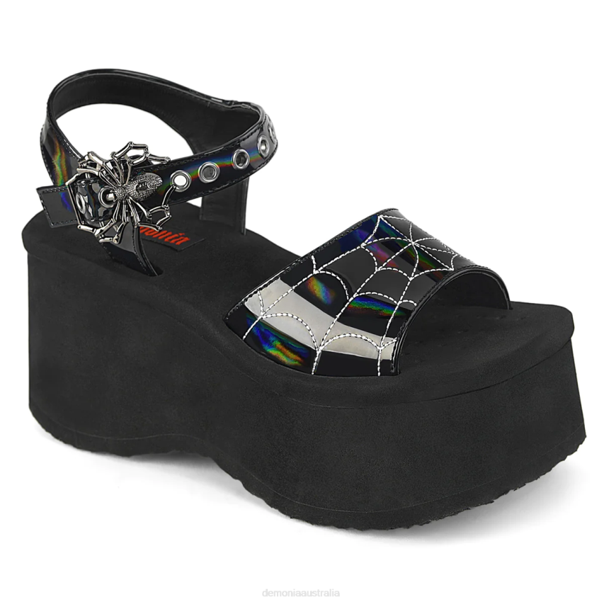 Black Holo Patent Demonia Funn-10 R6NZ1153