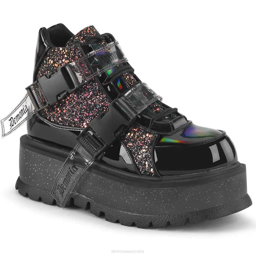 Black Patent-Black Multi Glitter Demonia Slacker-50 R6NZ1337