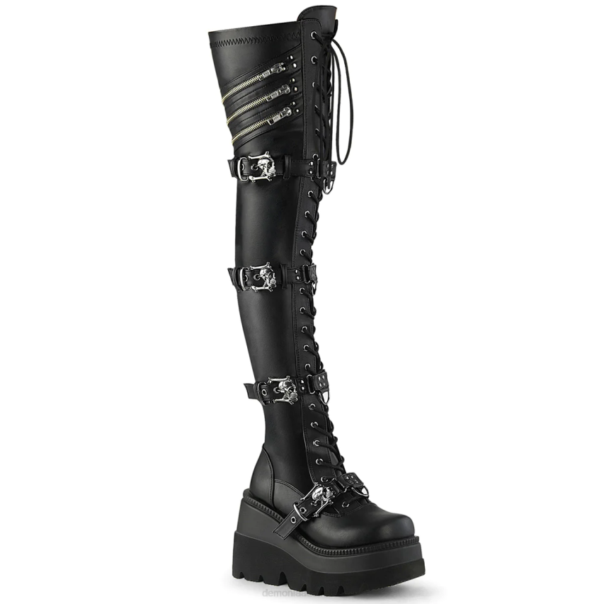Black Stretch Vegan Leather Demonia Shaker-420 R6NZ1278