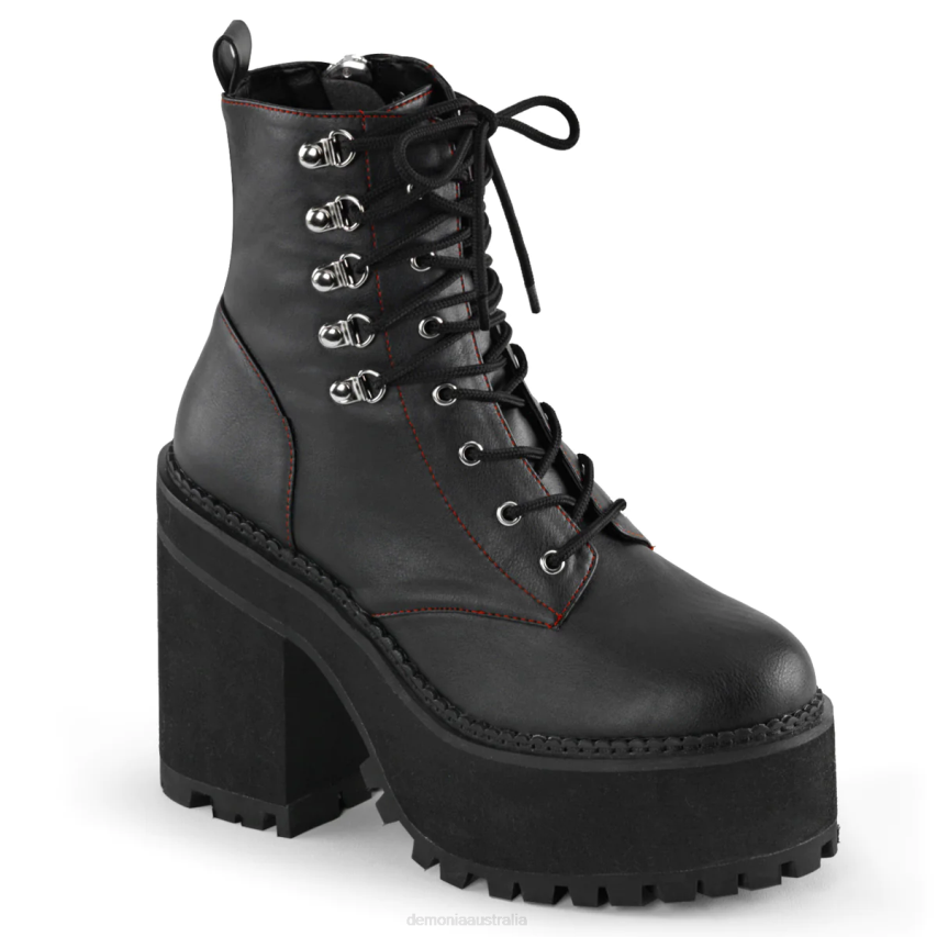 Black Vegan Leather Demonia Assault-100 R6NZ929