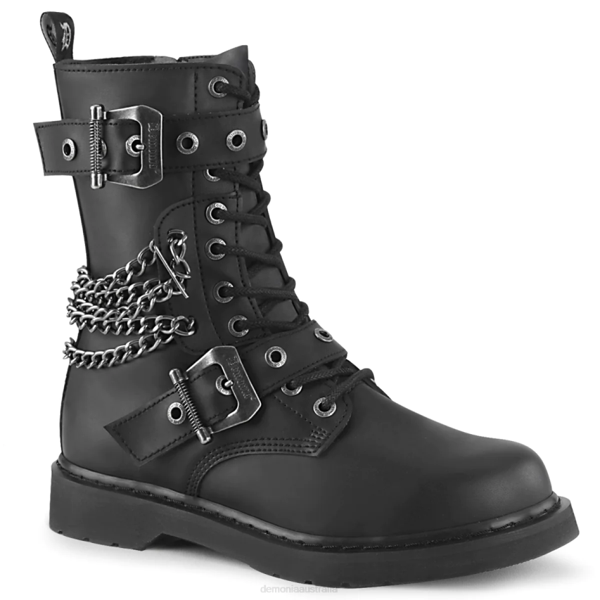 Black Vegan Leather Demonia Bolt-250 R6NZ949