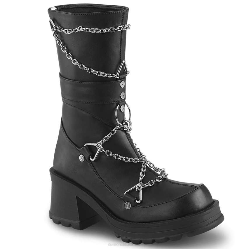 Black Vegan Leather Demonia Bratty-120 R6NZ967