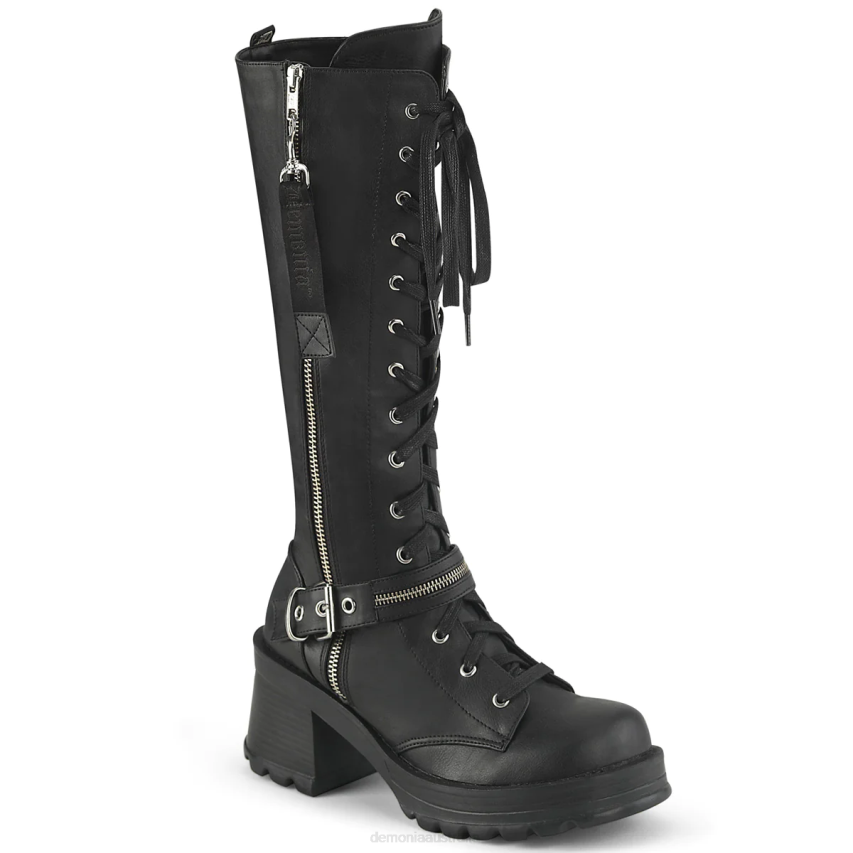 Black Vegan Leather Demonia Bratty-206 R6NZ969
