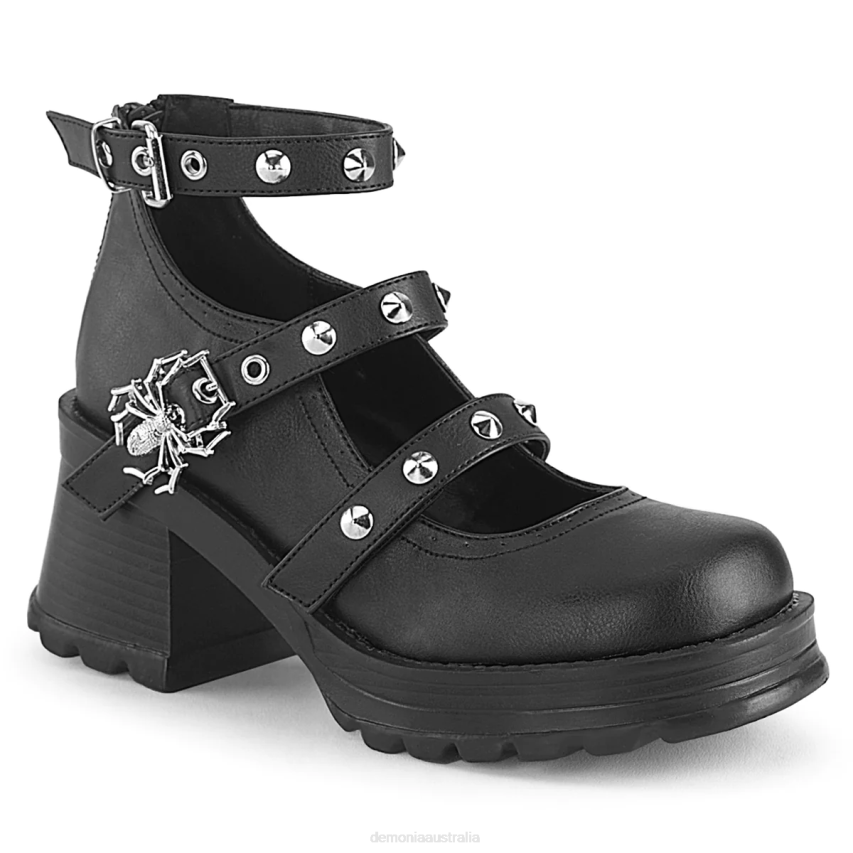 Black Vegan Leather Demonia Bratty-30 R6NZ970