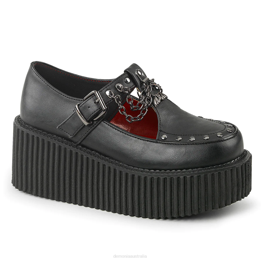 Black Vegan Leather Demonia Creeper-215 R6NZ1033
