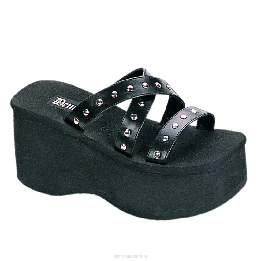 Black Vegan Leather Demonia Funn-19 R6NZ1164