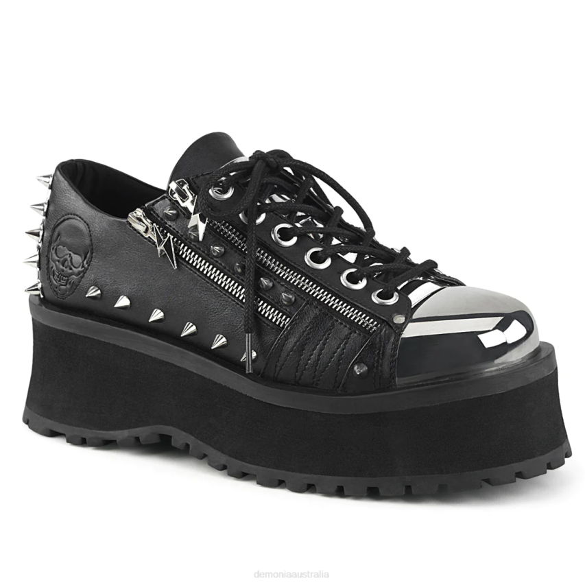 Black Vegan Leather Demonia Gravedigger-04 R6NZ1177