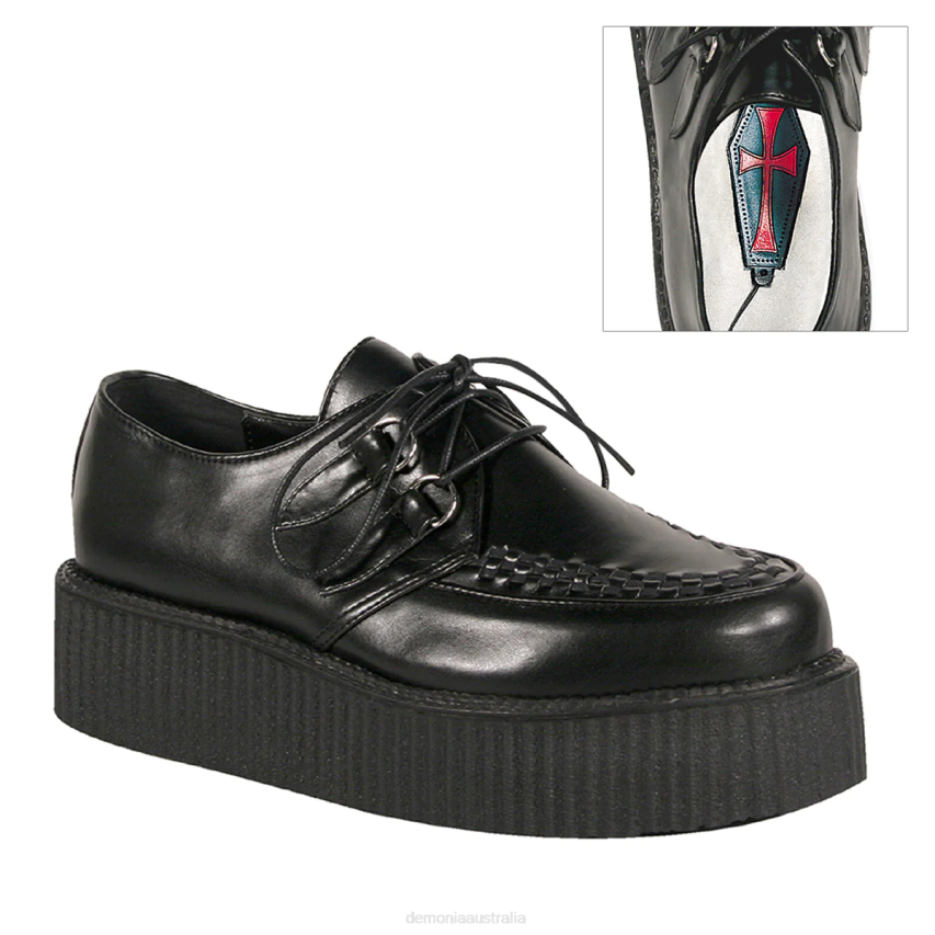Black Vegan Leather Demonia V-CREEPER-502 R6NZ1455