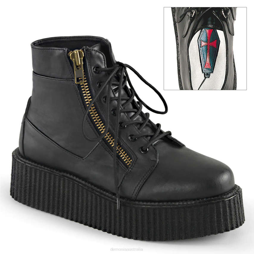 Black Vegan Leather Demonia V-CREEPER-571 R6NZ1460