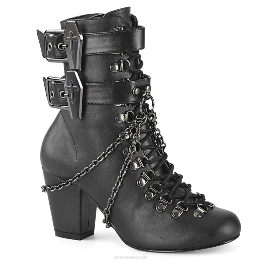 Black Vegan Leather Demonia Vivika-128 R6NZ1463