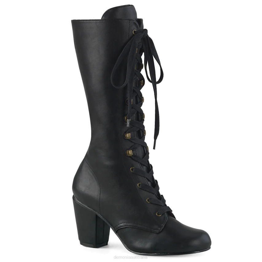 Black Vegan Leather Demonia Vivika-205 R6NZ1465