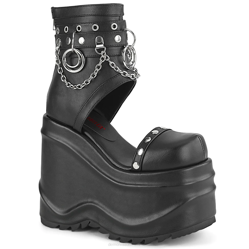 Black Vegan Leather Demonia Wave-22 R6NZ1503