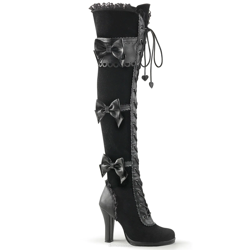 Black Vegan Leather-Velvet Demonia Glam-300 R6NZ1170