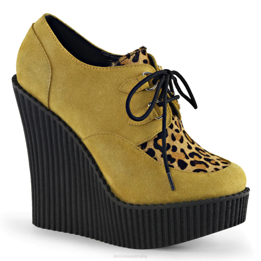 Mustard Vegan Suede-Animal/Brown Demonia Creeper-304 R6NZ1041