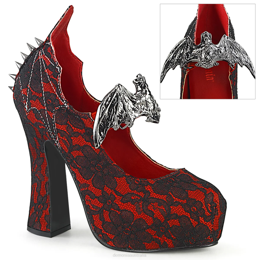 Red Satin-Black Lace Demonia Demon-18 R6NZ1084