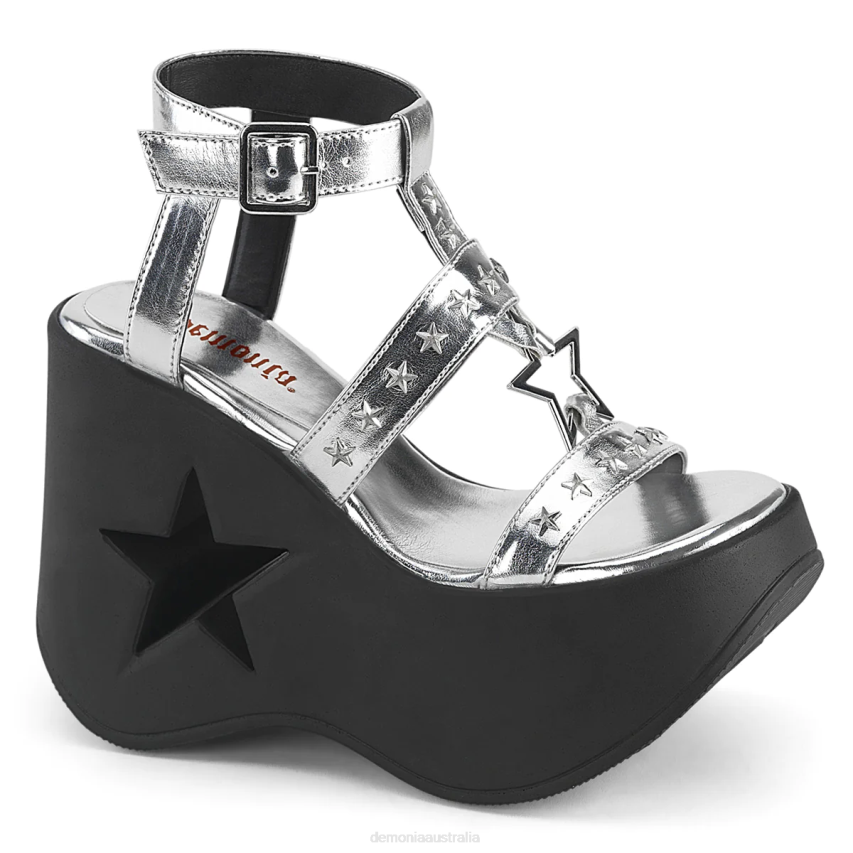 Silver Metallic Vegan Leather Demonia Dynamite-12 R6NZ1121